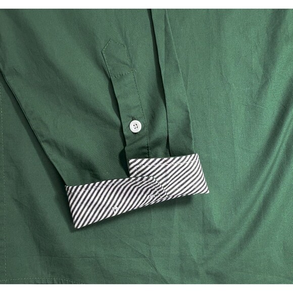 NWT Y2K 90s Coofandy Tribal Big Bold Graphic Button Flip Cuff Shirt Green 2XL - Picture 9 of 16